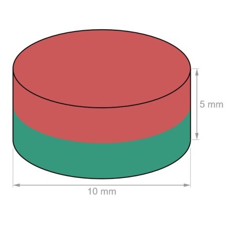 Magnet neodim disc O10x5 mm, putere 2,6 kg, N42